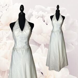 Beaded Minimalist Halter Fit & Flare Dress XS/S